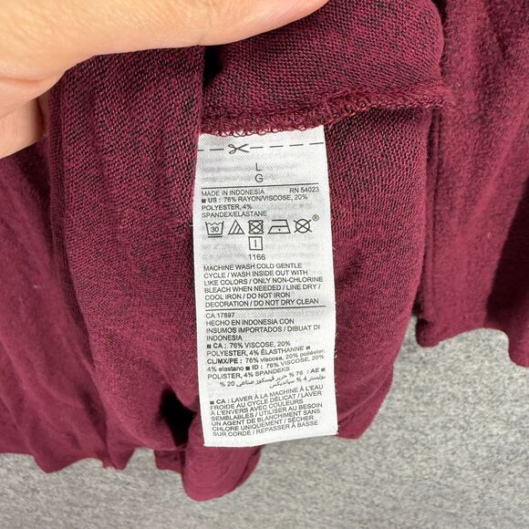 Old Navy Dress Women L Large Red Shift Short Rayon Long Sleeve Round Neck Casual - Picture 4 of 7